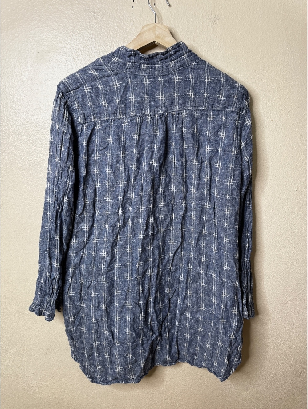 Free People x CP Shades Women’s 100% Linen Blue Print Dress Large - Picture 6 of 6